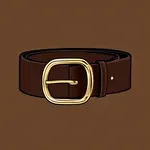 wide dark brown belt with brass buckle image